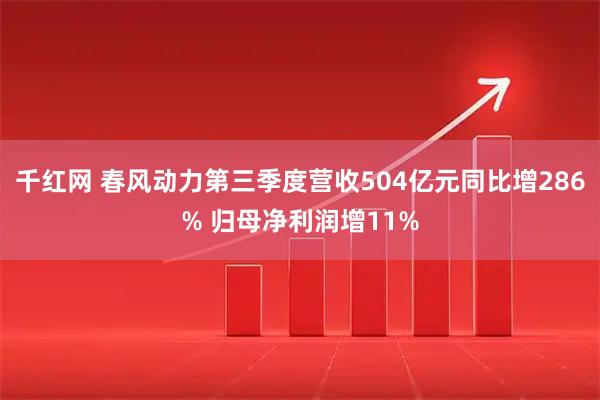 千红网 春风动力第三季度营收504亿元同比增286% 归母净利润增11%